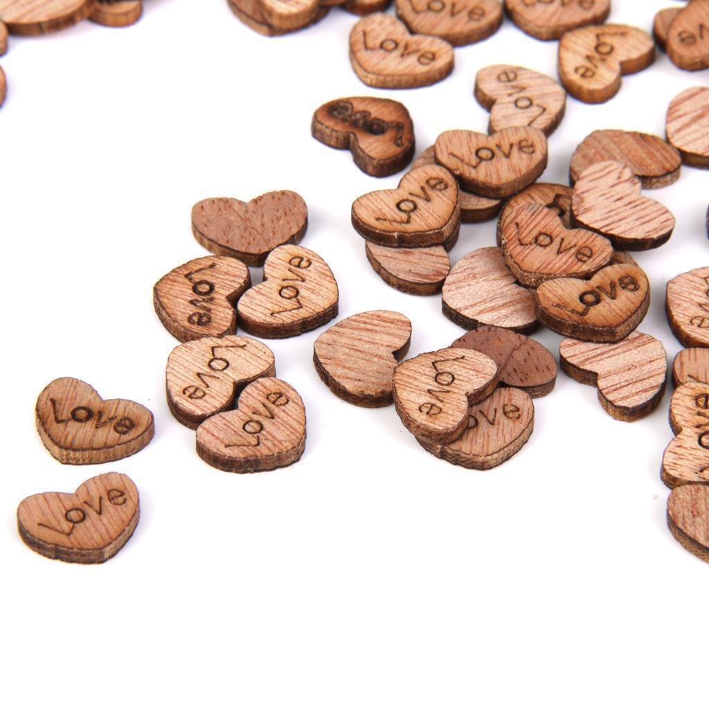 200pcs Rustic Wooden Love Heart Wedding Craft Scrapbooking Embellishments