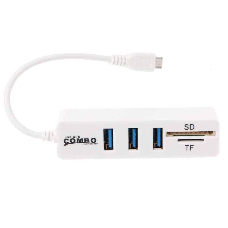 3 Port USB 2.0 Hub Splitter Combo Micro USB Connector Cable OTG SD/TF Card