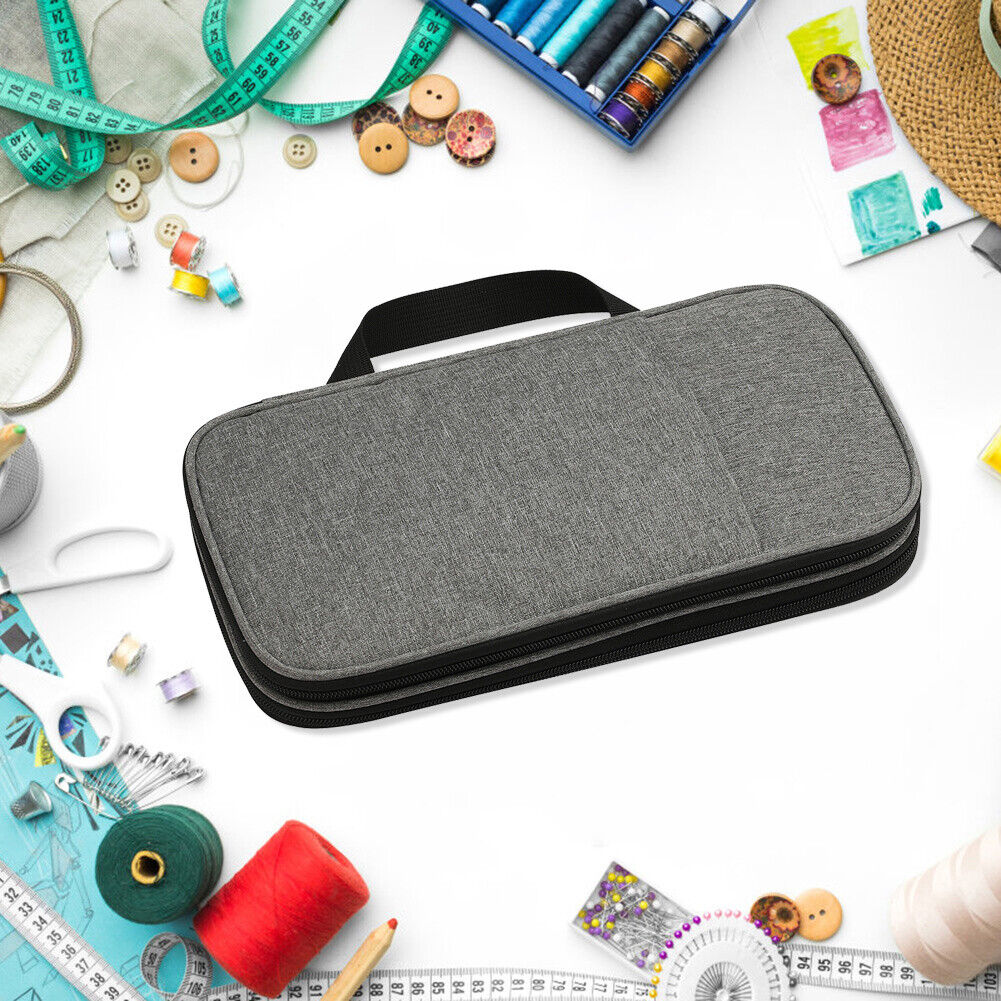 Yarns Crochet Sewing Tool Storage Bag DIY Knitting Needle Organizer (Grey)