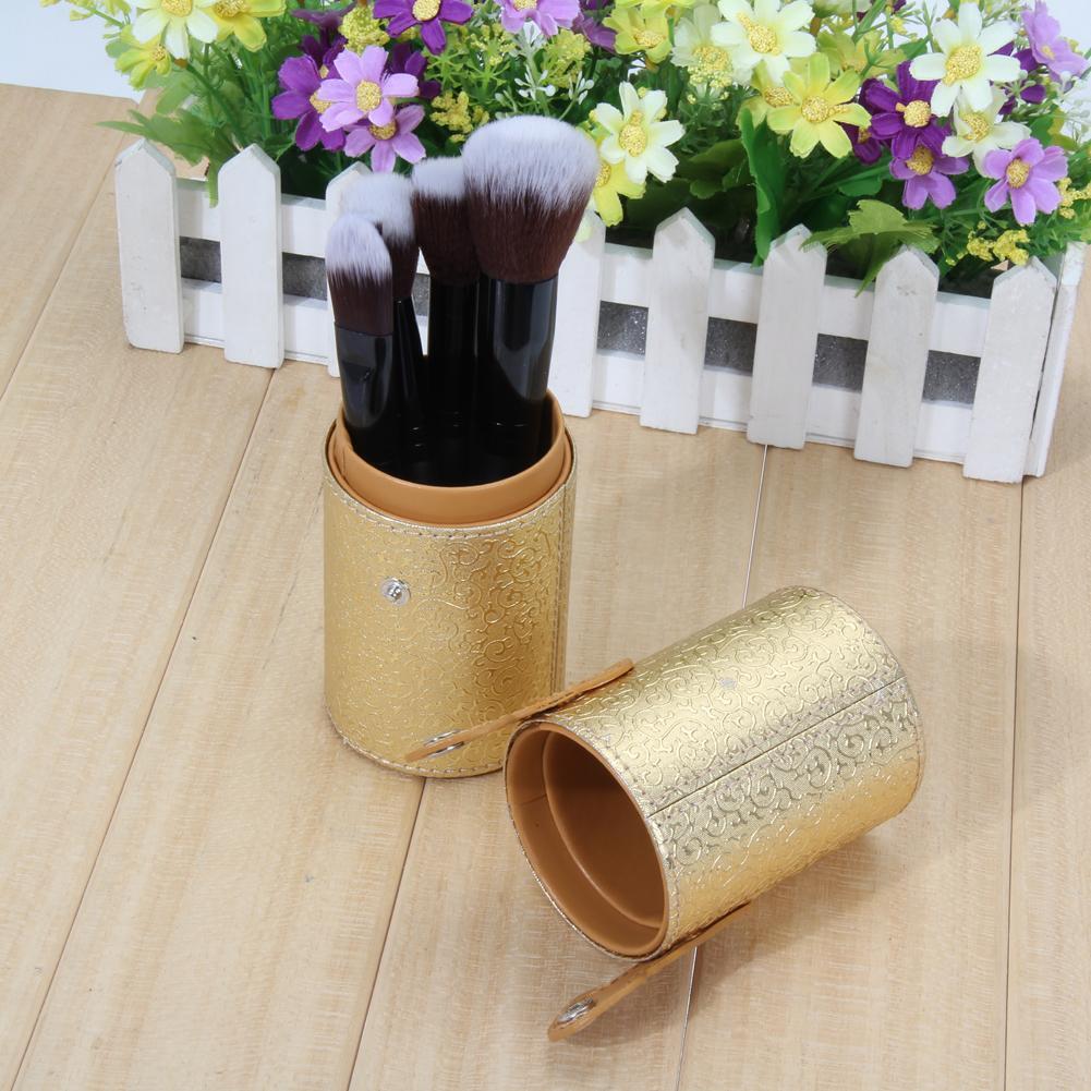 Leather Cosmetic Case Storage Makeup Bags Organizer Brush Tube Holder Cup