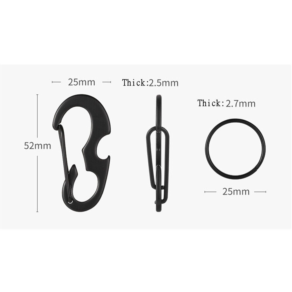 Metal Outdoor Camping D Shape Buckle Keychain Spring Hook Bottle Opener
