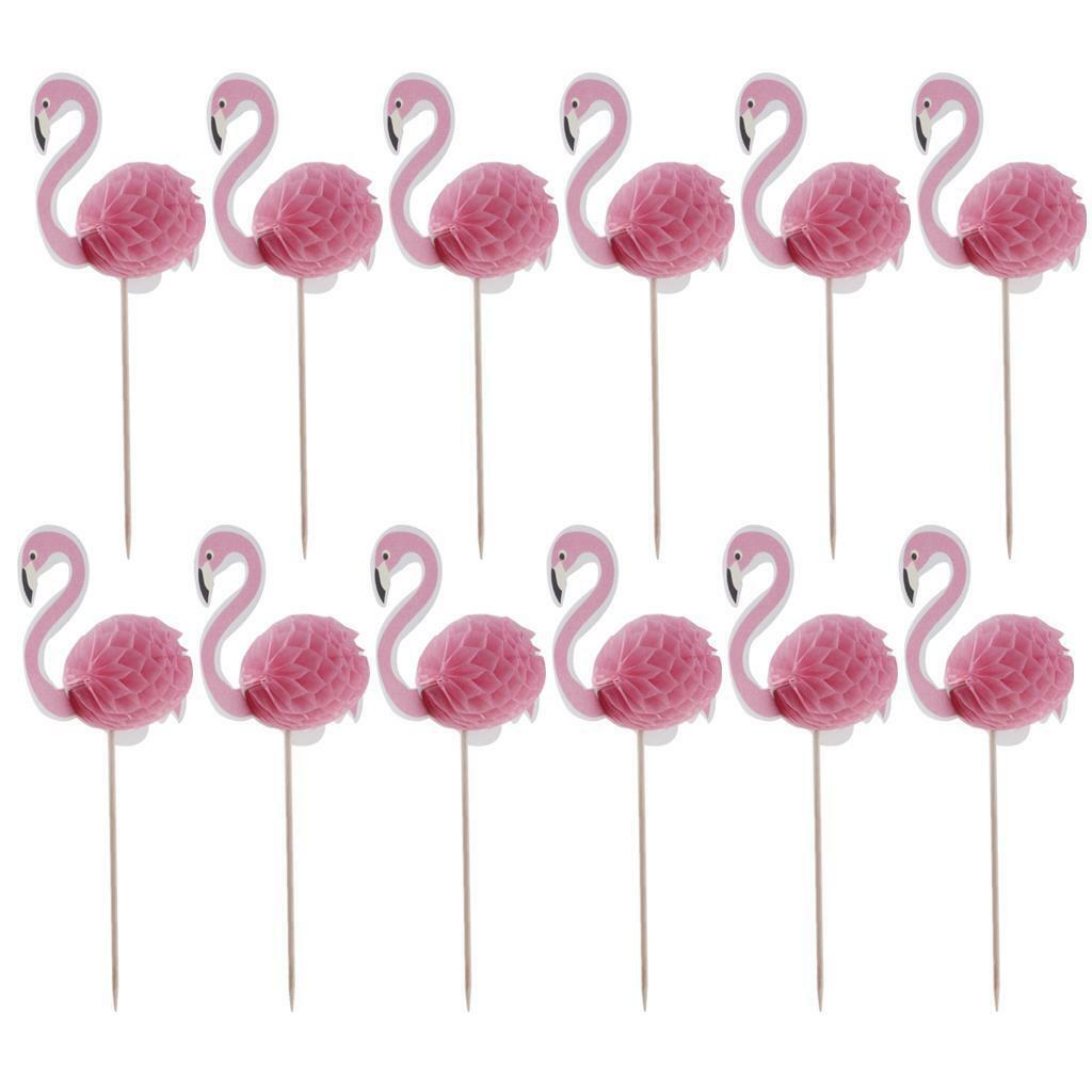 12x Flamingo Cupcake Cake  Decoration for Luau Wedding Birthday
