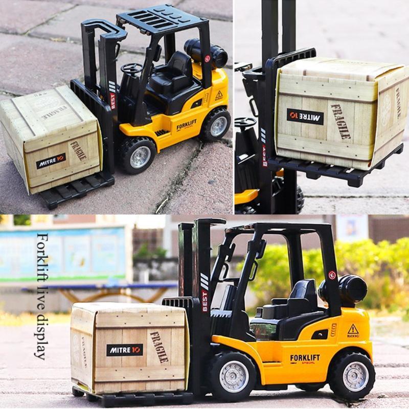 Realistic Forklift Truck Joint Vehicle Playset with Manual Lifting Kids Car Gift