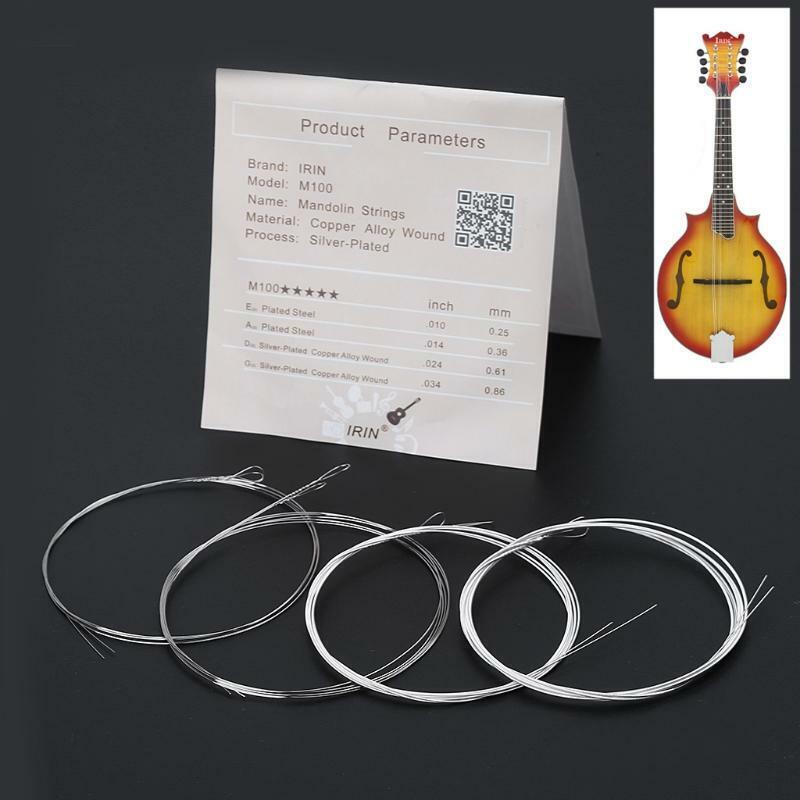 8 Pieces/Set 4 Sizes Durable Stainless Material Mercerized Mandolin Strings Pack