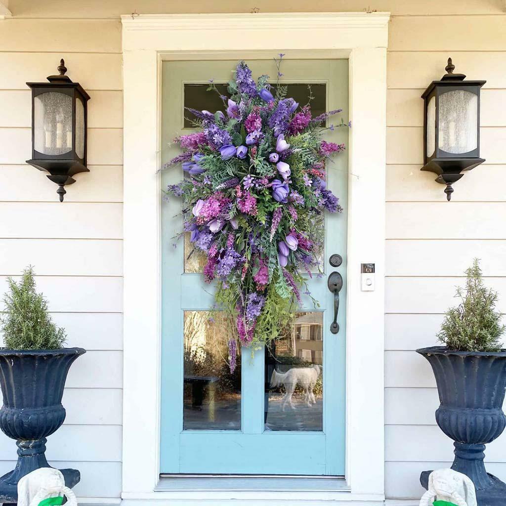 2PCS  Garland Flower Teardrop Wreath Front  Decoration