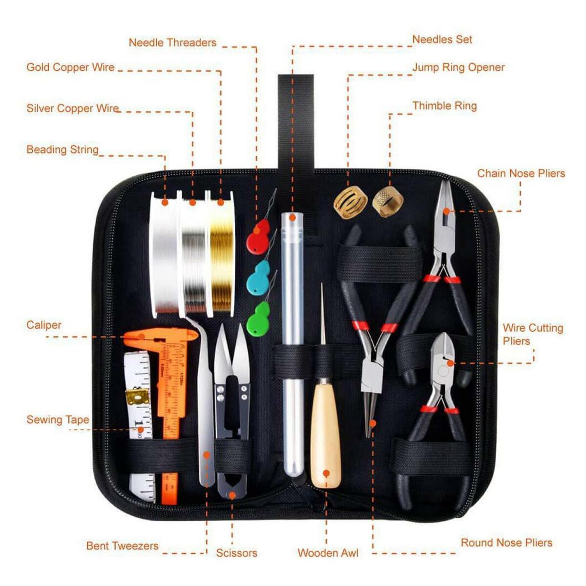 Jewelry   Kit with Pliers Jewelry Findings Craft with Zipper Case