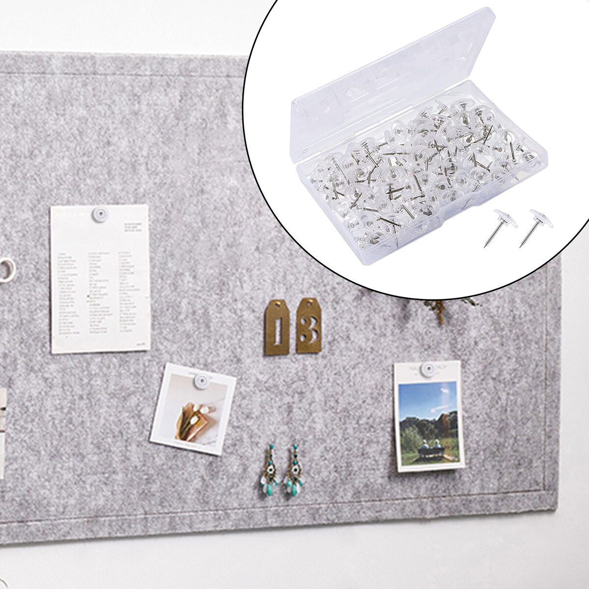 100Pcs Clear Push  Cork Boards Paper Drawing  Craft  Storage
