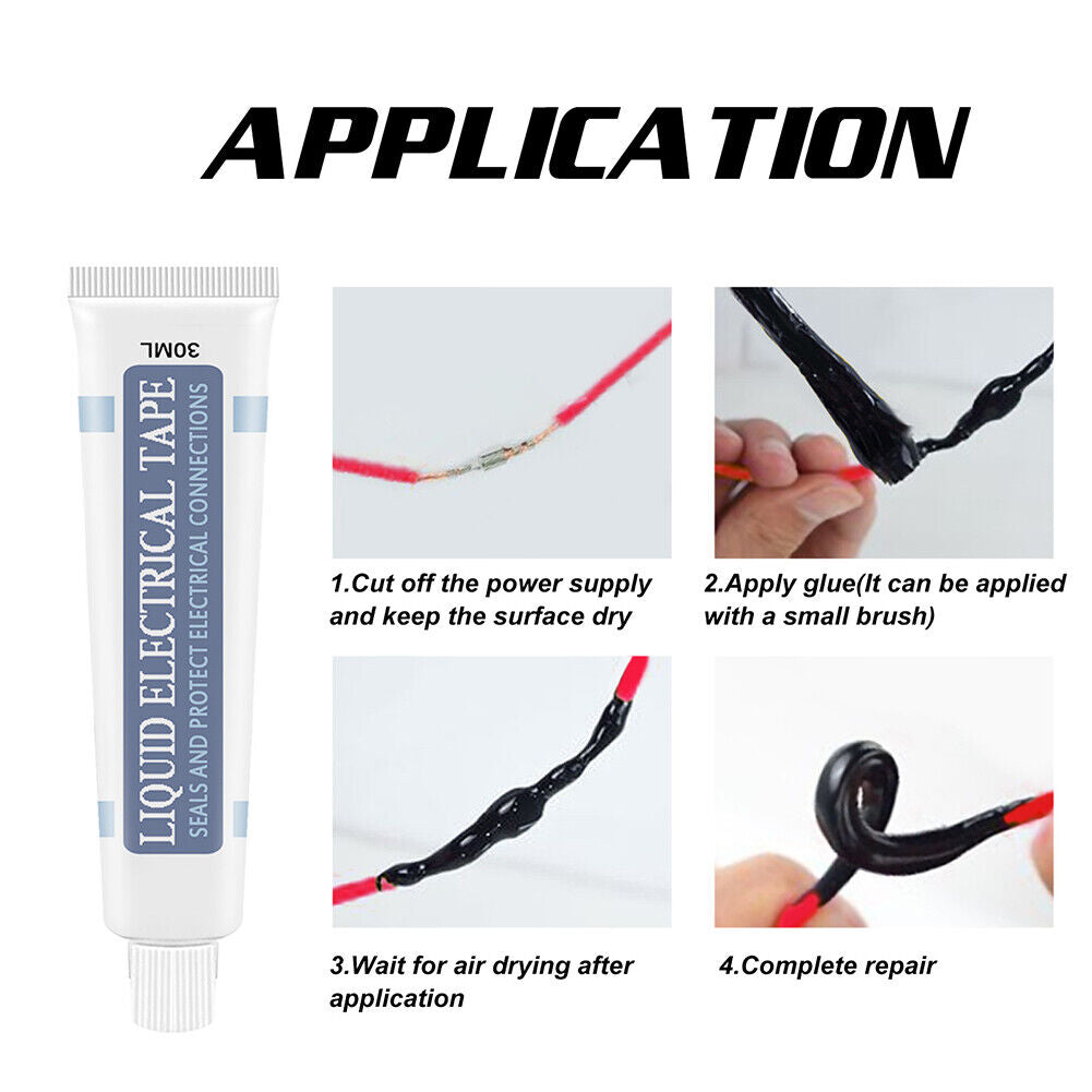 30ml Liquid Insulation Electrical Wire Cable Sealant Fast Dry Glue (Black)