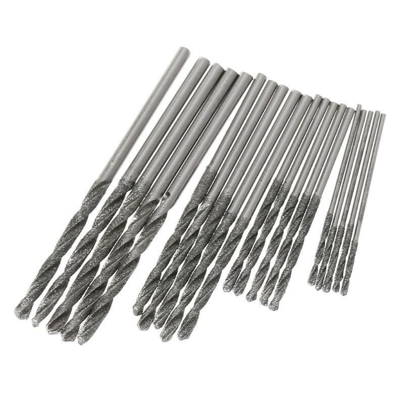 20Pcs 1mm 1.5mm 2mm 2.5mm Diamond Coated Twist Drill Bits Set For Glass Soft