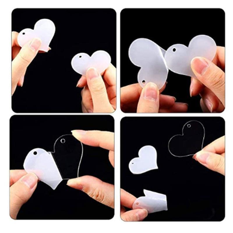 90Pcs Acrylic Discs Clear Heart Keychain Blanks Charms Colourful Tassel Key Ring