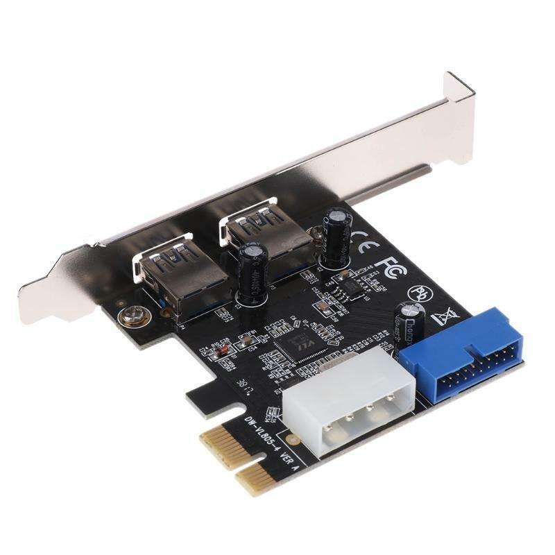 USB3.0 x2 PCI-E Expansion Card External 19pin PCIe Card 4pin IDE Power Connector