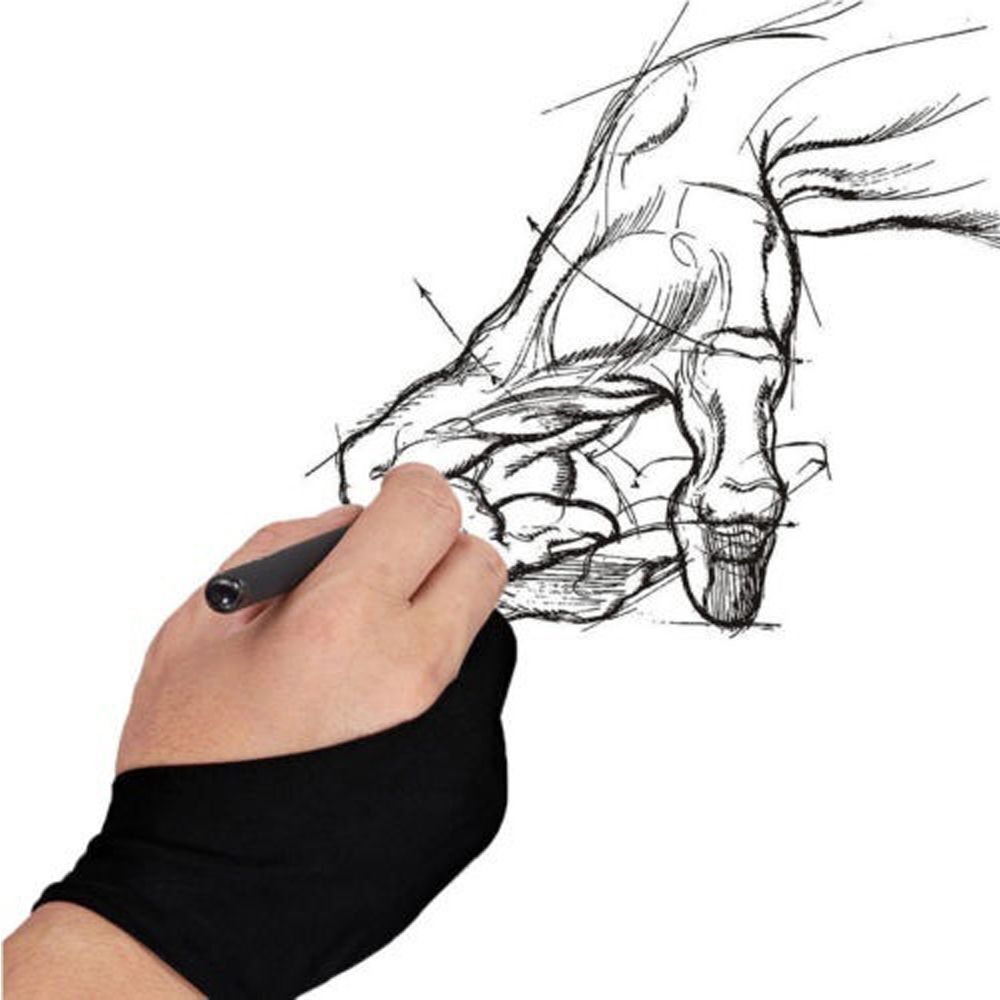 Hot Universal Fingerless Free Size Two Finger Anti-fouling Drawing Glove Black