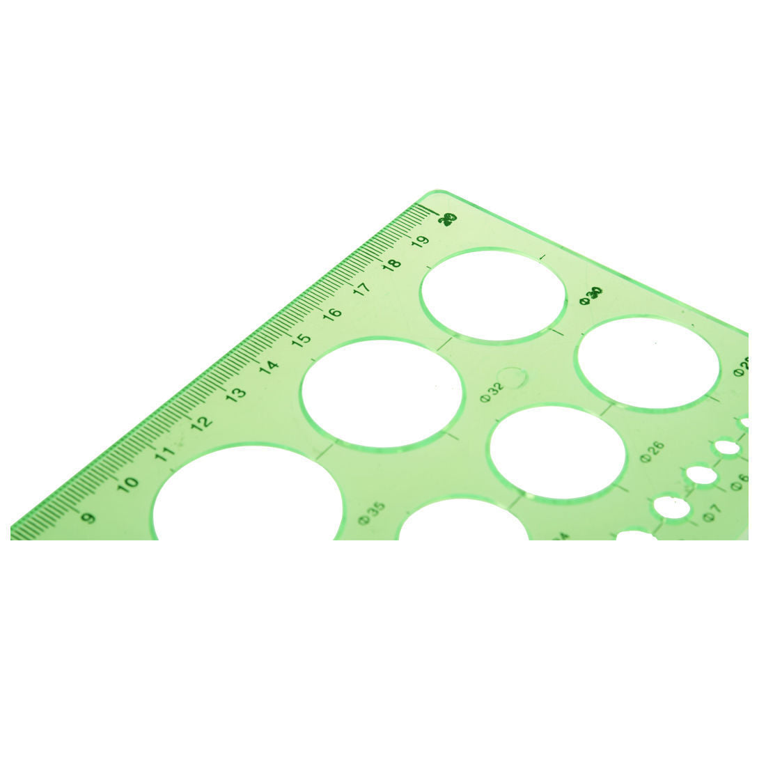 Green Plastic Students Rectangle Shape Drawing Circle Template Ruler SH