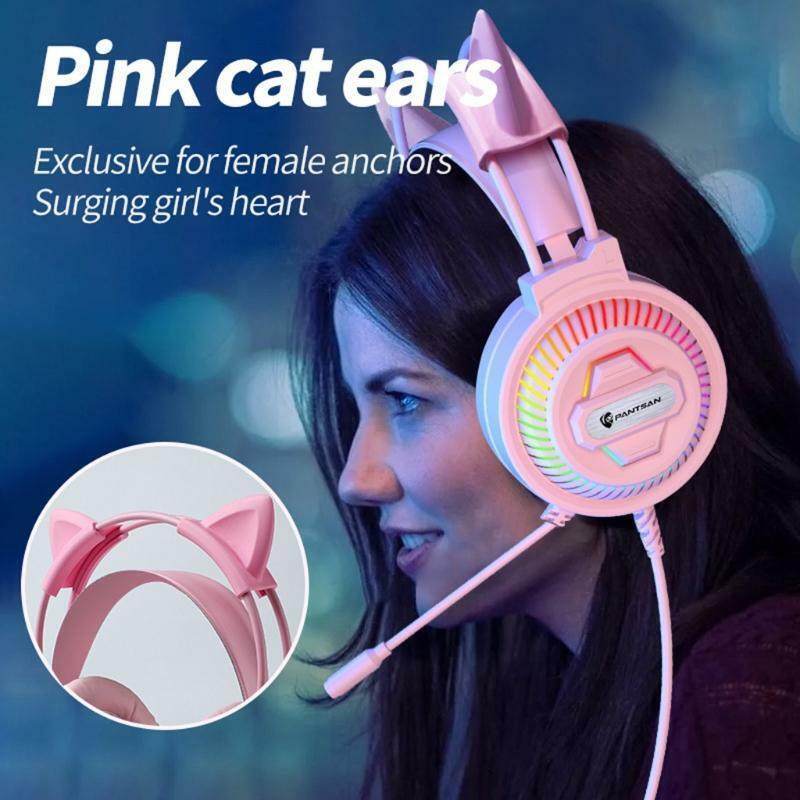 Cute Headset Stereo LED Headphones Omnidirectional Microphone Noice Cancelling