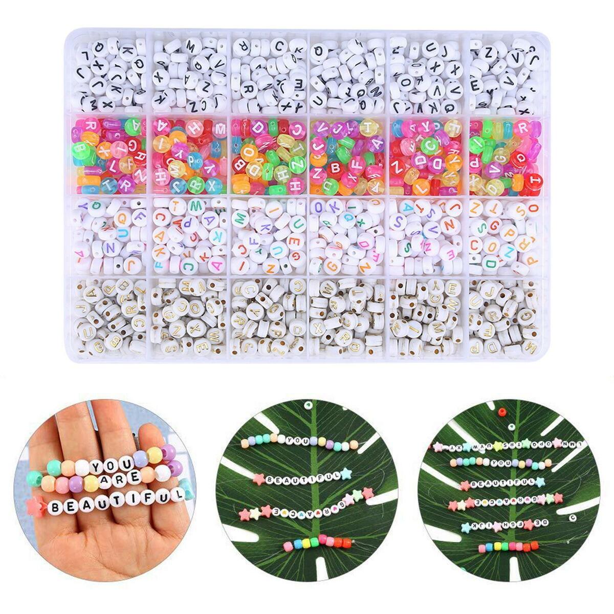 Alphabet Letter  Set Loose Spacer Bead 6mm A-Z for DIY Jewelry Making