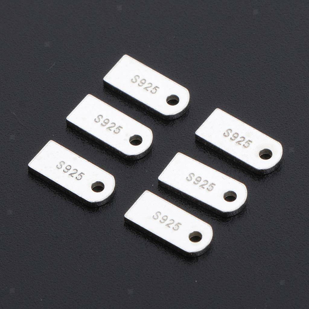 6x 925 Sterling  Stamping Tags Charm Pendants Jewelry Supplies 80x30mm