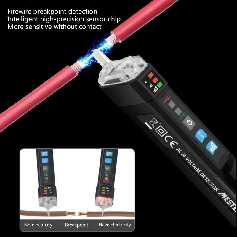 Waterproof Non-Contact Voltage Tester with LED Flashlight Buzzer Alarm 12V-1000V
