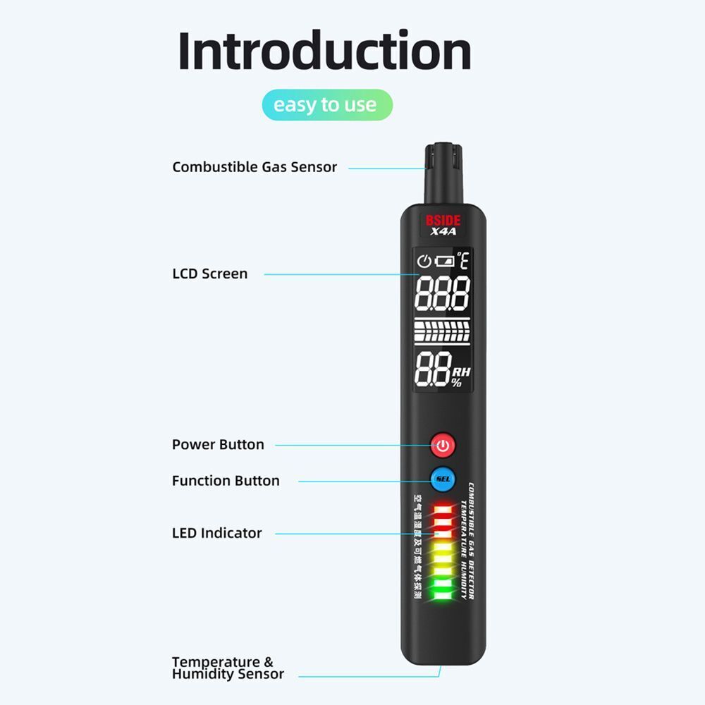 Temperature Humidity Meter Natural Gases Leak Detector Quick Response Alarm
