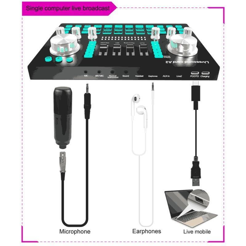 Stereo Sound Audio Mixer Multi-Purpose Audio Interface for Recording Live Stream