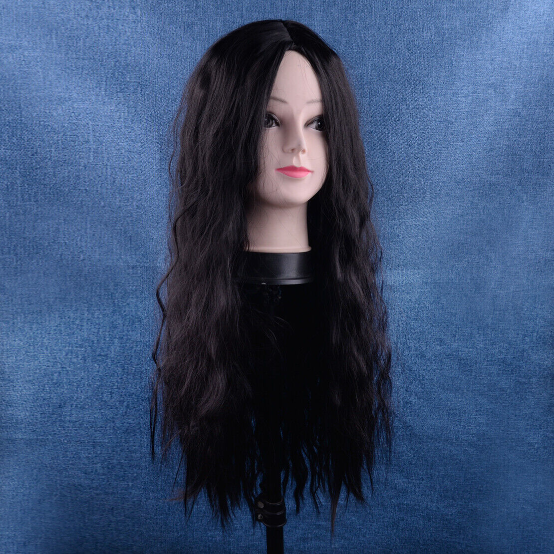 Women Long Black Loose Curly Wave Hair Lace Front Wigs Heat Resistant Wigs