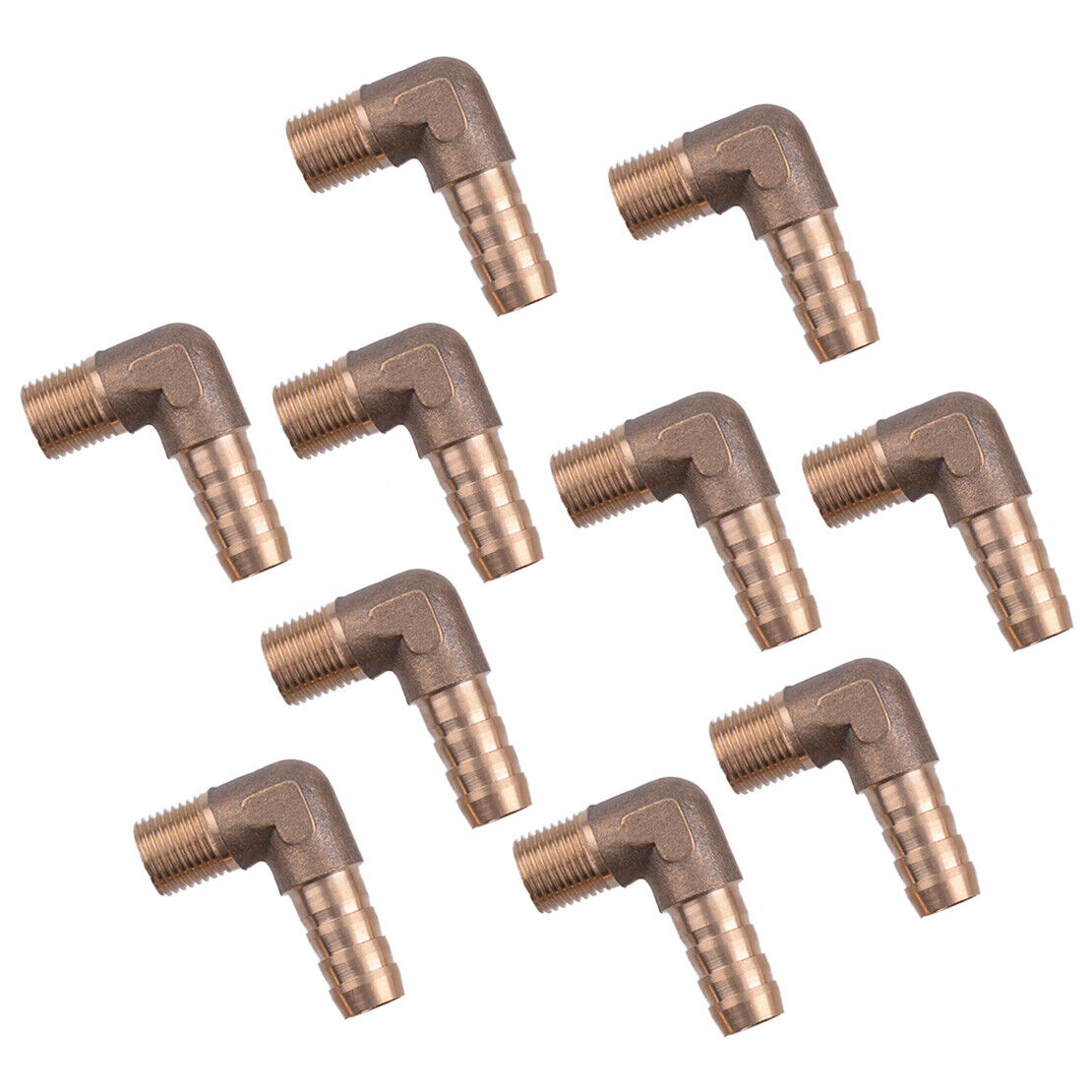 10x 1/8" NPT Brass Barb Fitting Male Elbow 90 Degree 5/16" Hose ID