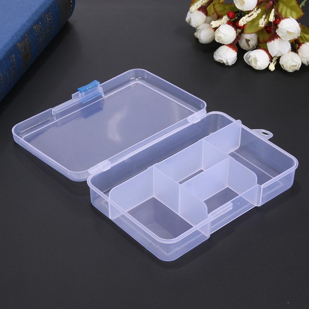5 Compartments Storage Box w/ Adjustable Dividers and Clip Lock Lid(White)