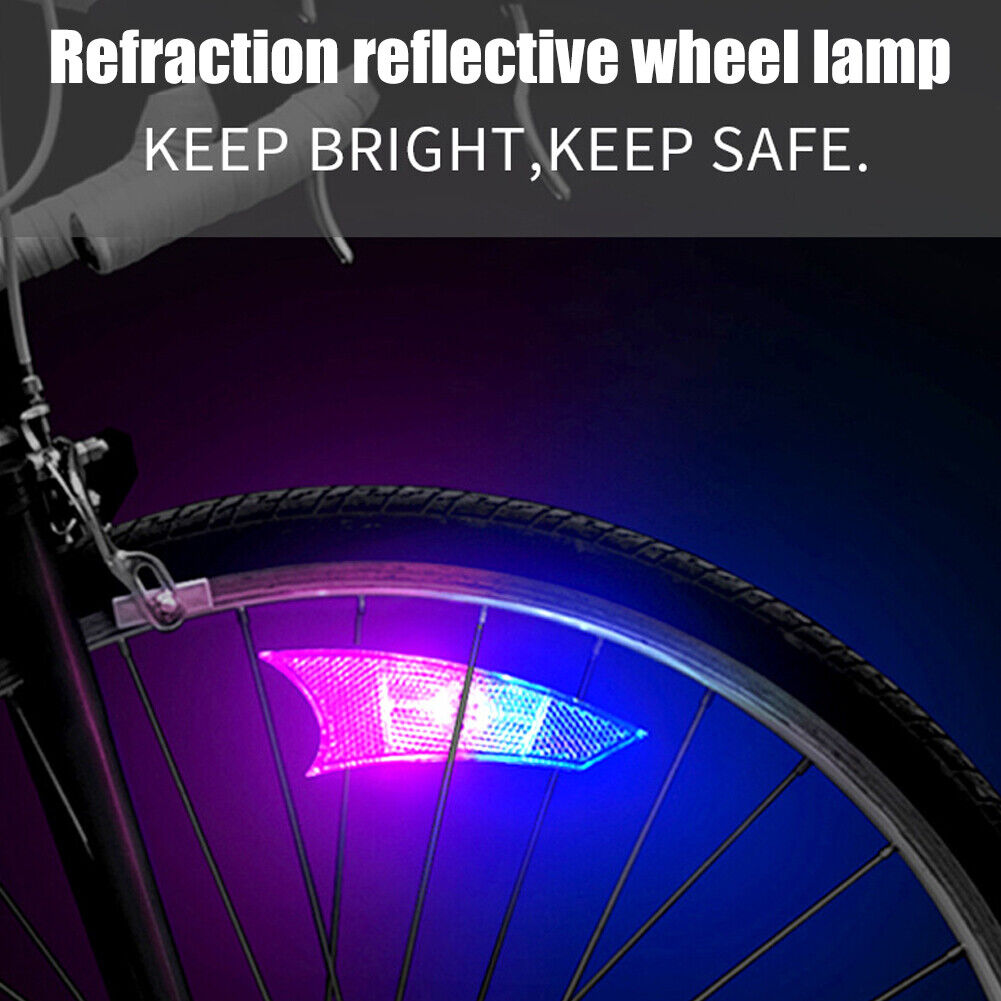 2pcs Waterproof Bicycle Spoke Reflector Light Warning Tire Decorative Lamp