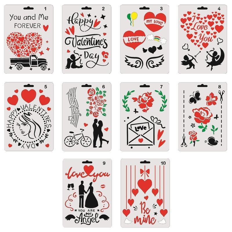 Valentine Decorative Stencil 7x5' PET Template for Painting on Paper Canvas Wood