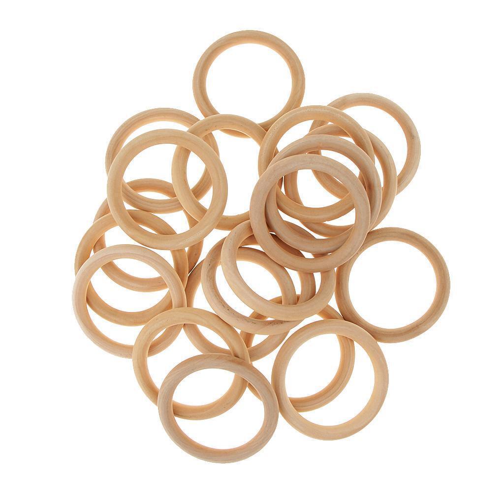 20Pcs DIY Jewelry Making Wooden Teething Ring for DIY Crafts Decoration 80mm