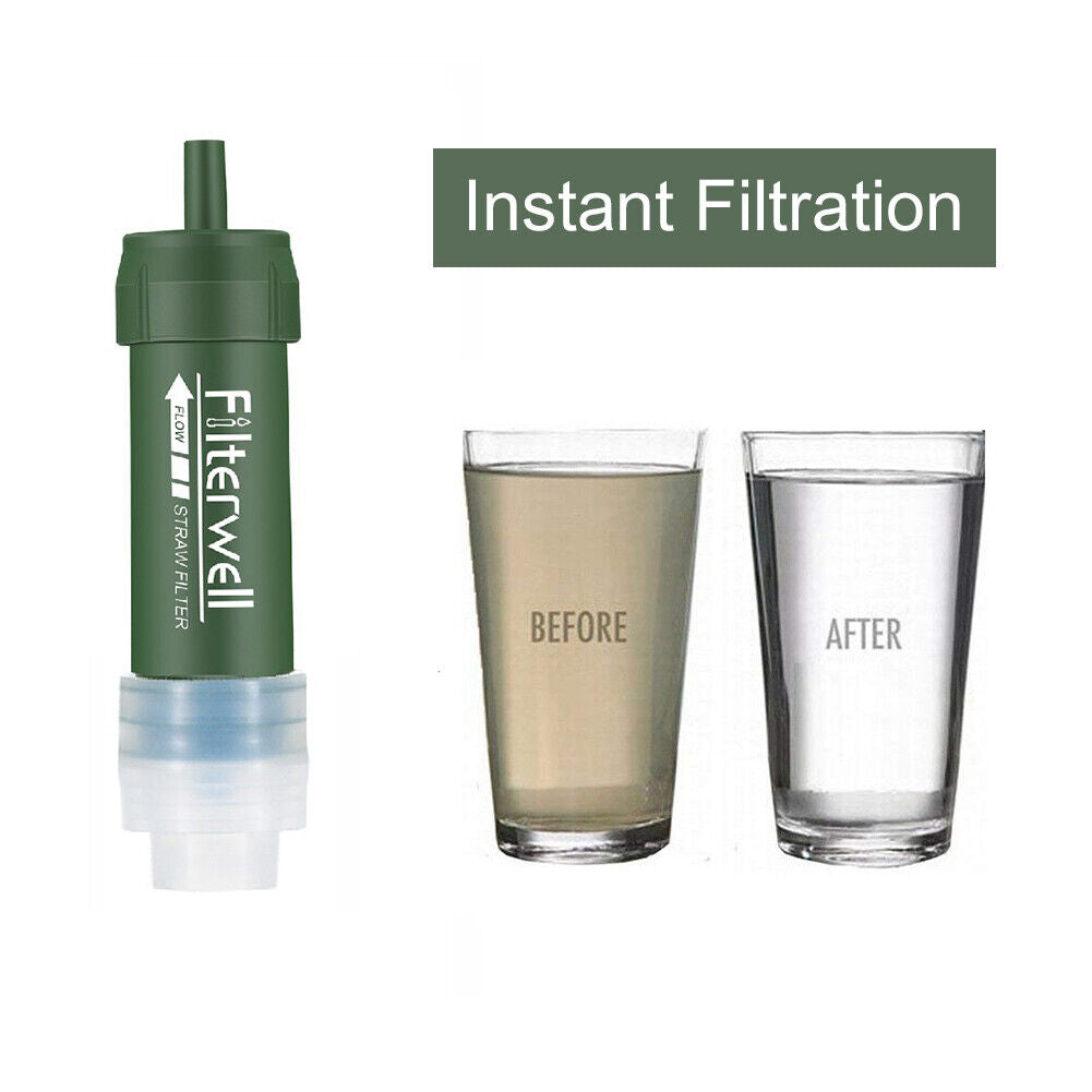 Outdoor Survival Water Purifier Emergency Camping Water Filter Straws Kits