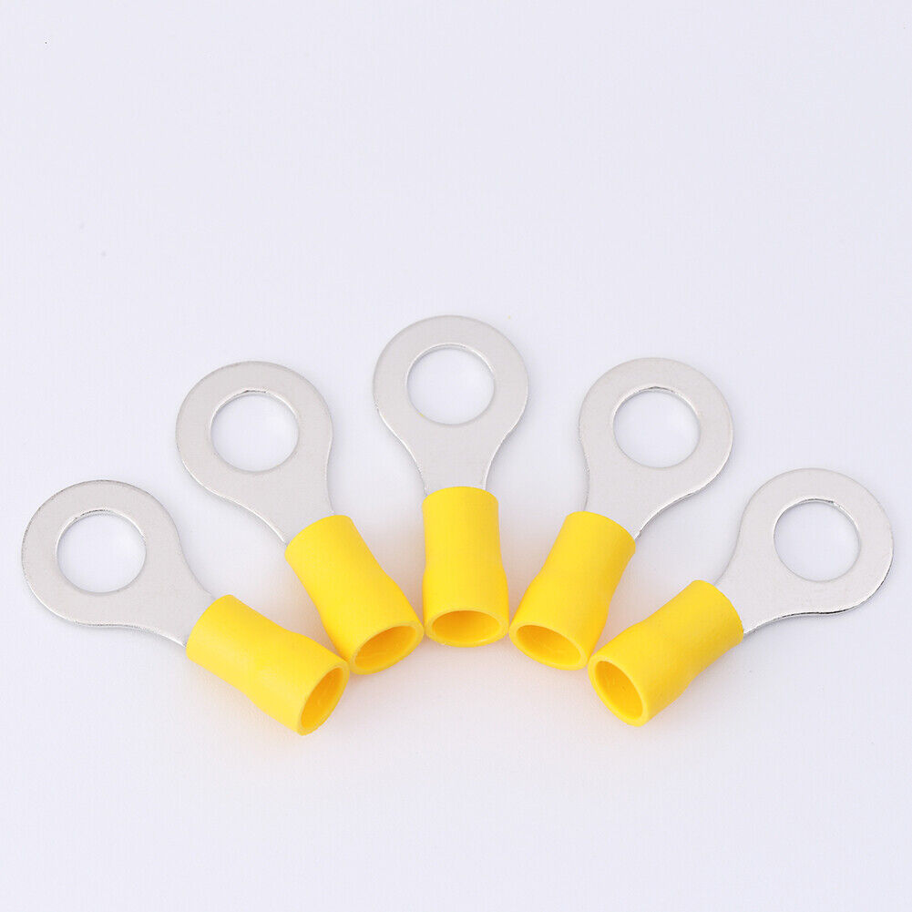 100pcs M8 Insulated Crimp Ring Terminal O Type DIN Cable Wire Connectors-21