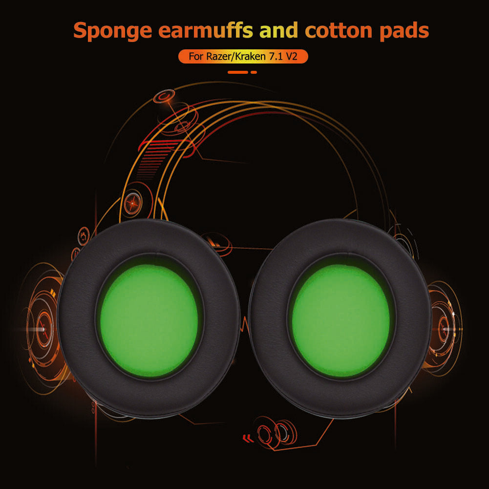 2x Leather Foam Gaming Headset Replacement Ear Pads for Razer Kraken 7.1 V2