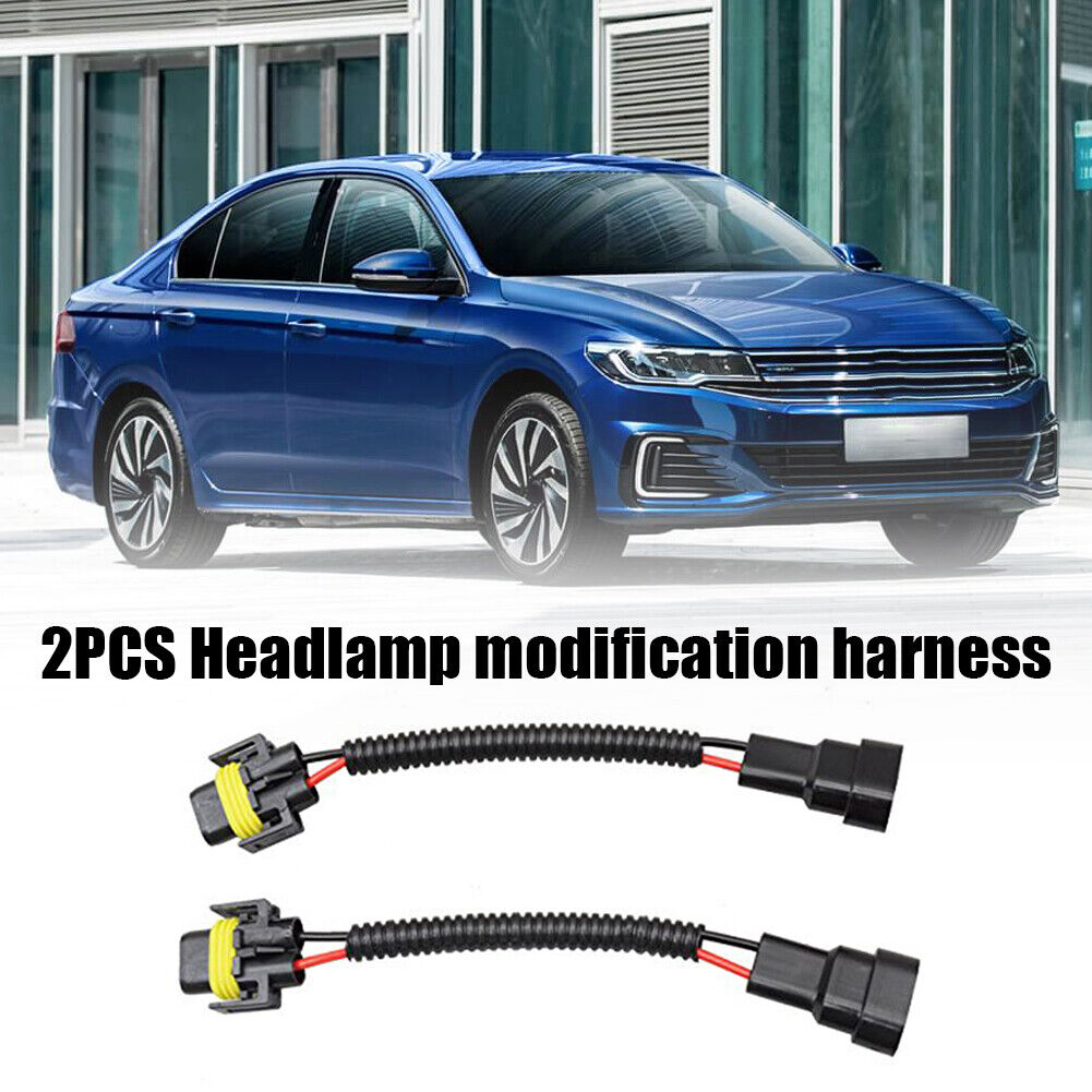 1 Pair H11 Female to 9005 9006 Male Adapter Cable Wiring Harness 8 inch