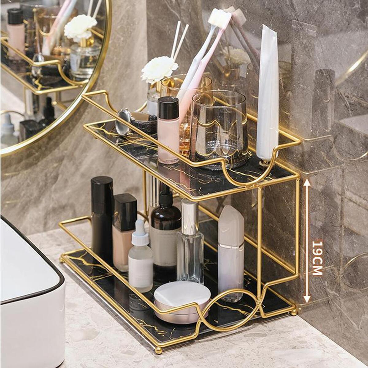 2 Tier Makeup Organizer Shelf Lipstick Perfume Tray for Bathroom Bedroom