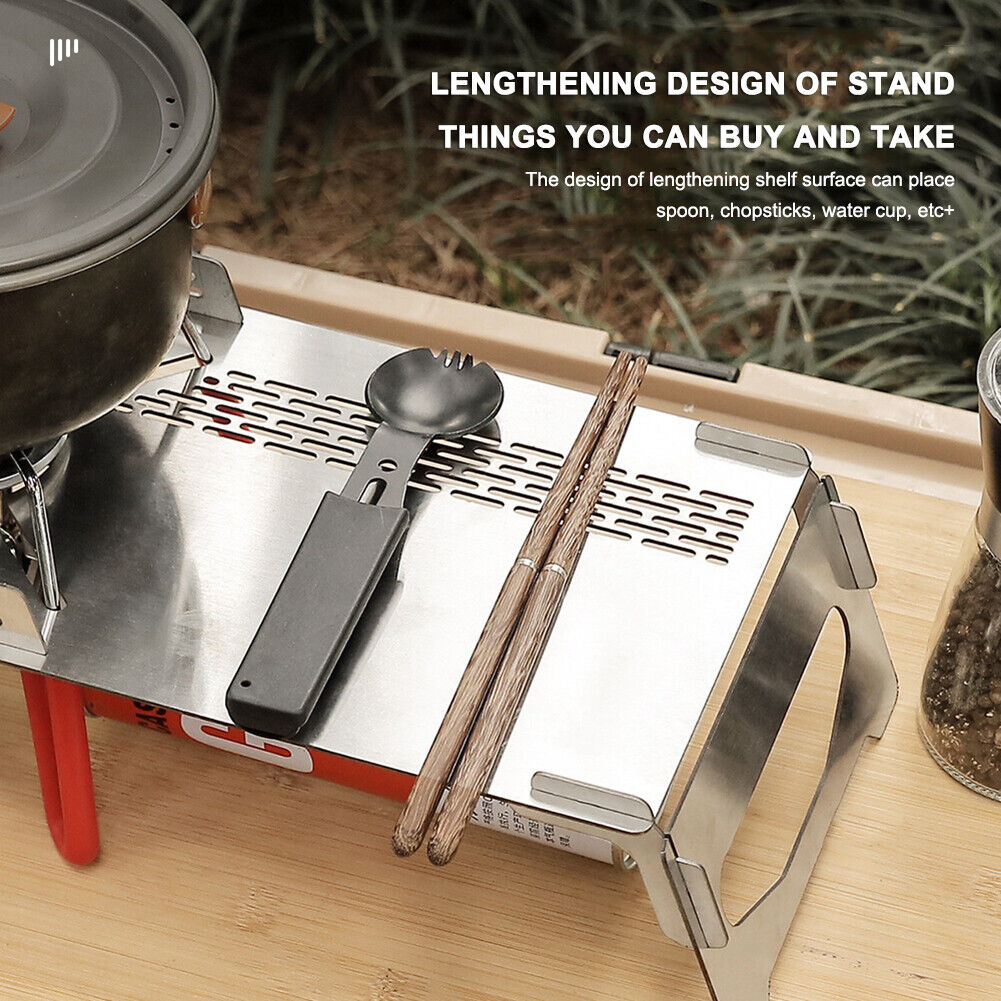 Portable Camping Picnic BBQ Table Heat Insulation Gas Stove Folding Desk