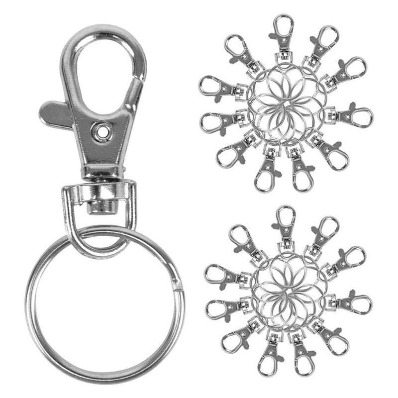 Keychain Set 20 Lanyard Snap Buckles + 20 Key Rings for Key Jewelry Diy Crafts