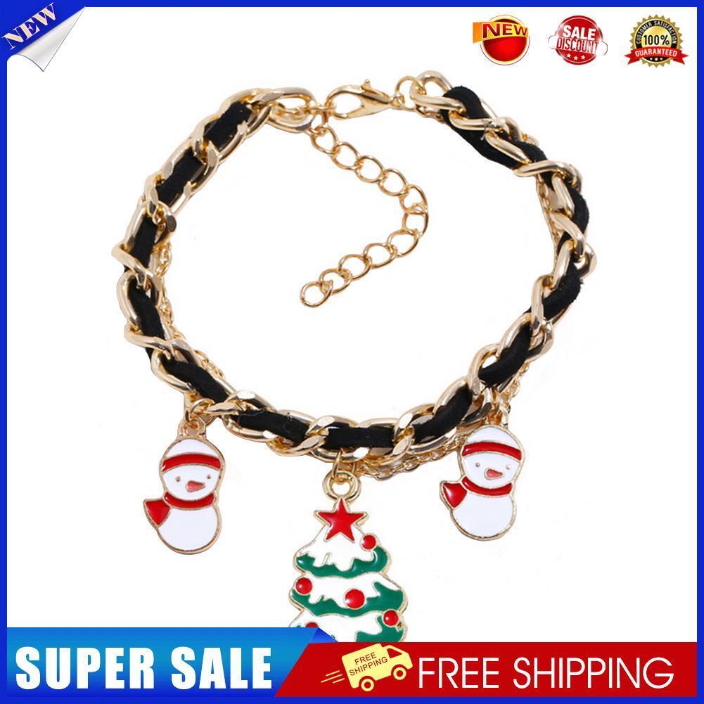 Snowman Cartoon Cute Bracelet Christmas Tree Bell Bow Bangle Gift (Style 3)