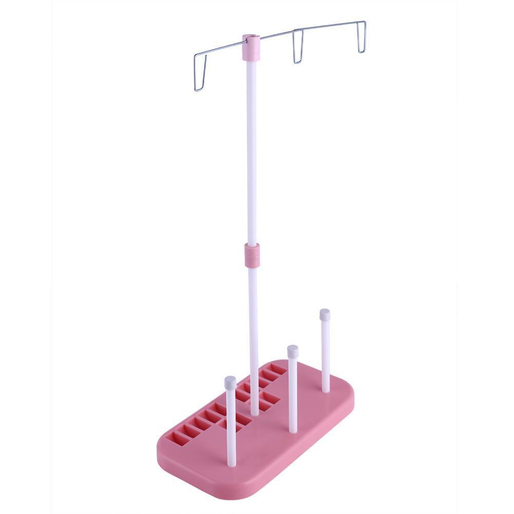 Pink Sewing Thread Stand Adjustable 3 Thread Spools Plastic Holder