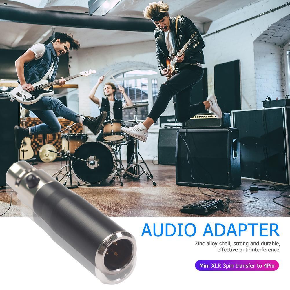 Mini XLR 3 Pin Male to Mini XLR 4 Pin Female Audio Metal Connector Adapter