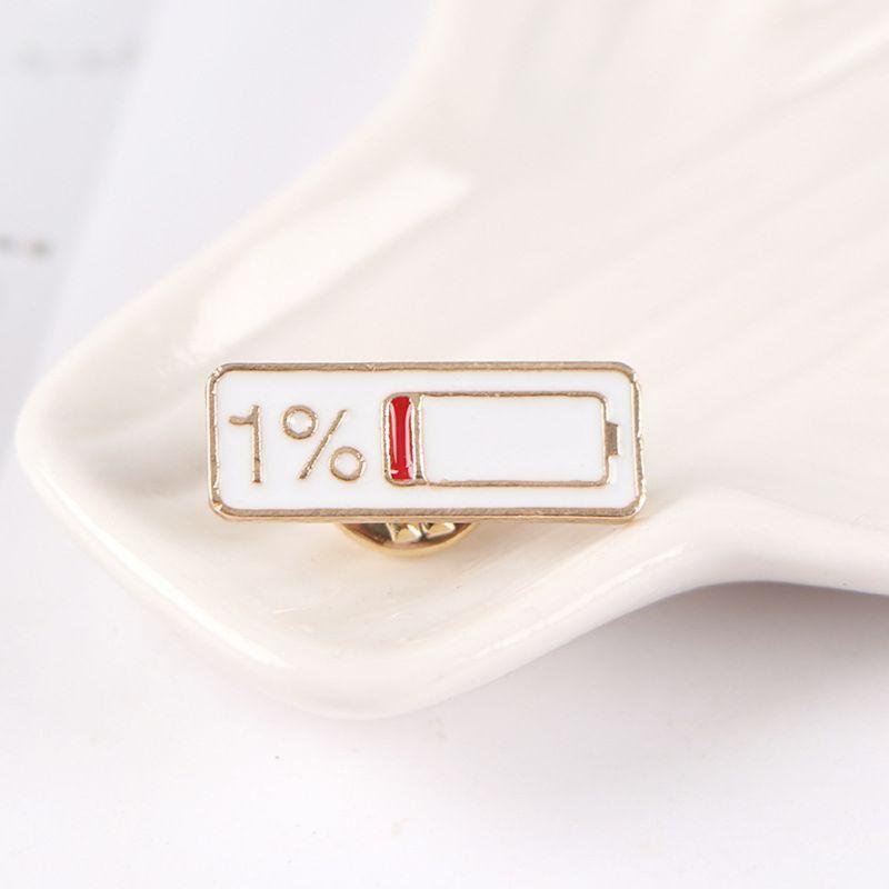 2Pcs Cute Enamel 1% 99% Power Brooch Childhood Laple Pin Jewelry Badge Gift