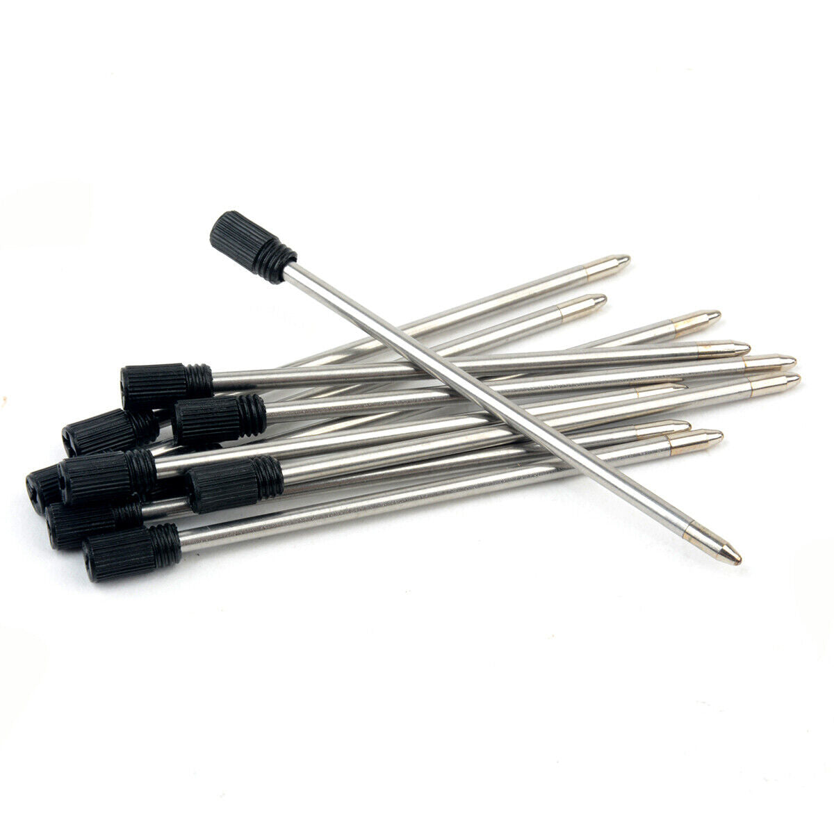 10Pcs 7cm Black Ink Metal Element Crystal Ballpoint Ball Point Pen Refill Pens