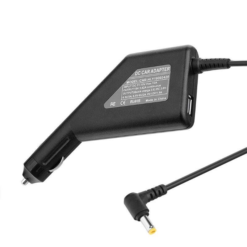 Auto DC Car Charger Adapter 5.5x2.5mm Power Supply 3.42A USB for Laptop