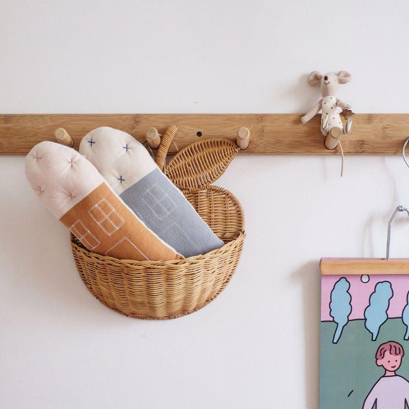 Hanging Clothing Home Decor Cute Hand Woven Fruit Shape Rattan Basket Organizer