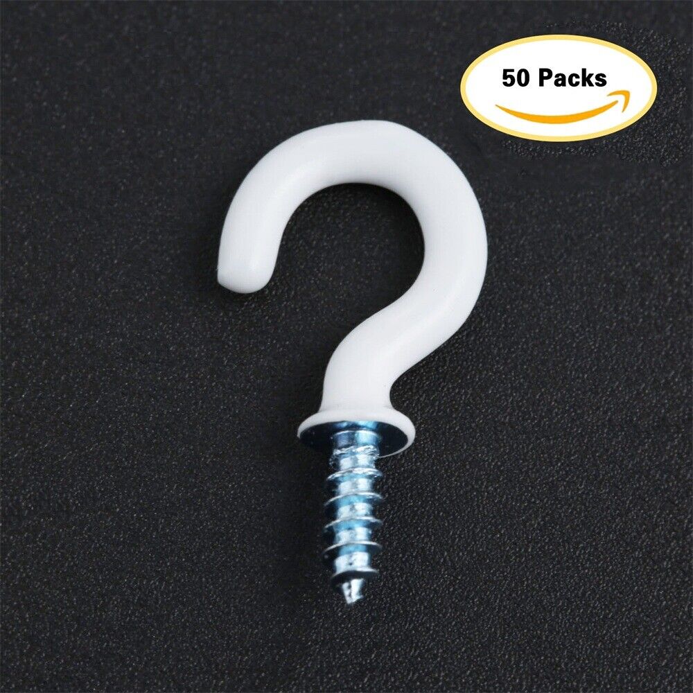 50Pcs 0.94" Strong Sharp Vinyl Coated Ceiling Hooks Space-saving Household Item