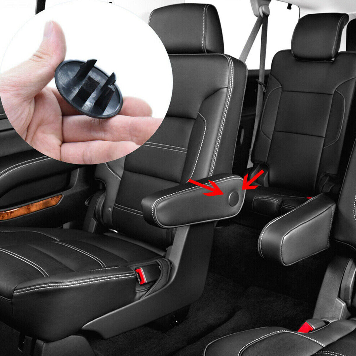 2pcs Armrest Rear Seat Cover Cap For Chevrolet Tahoe Cadillac Escalade GMC Yukon