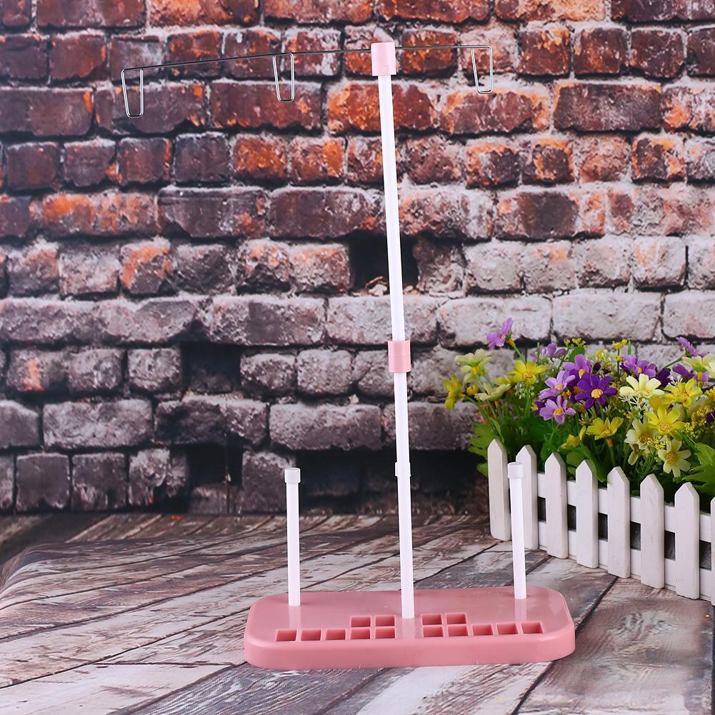 Pink Sewing Thread Stand Adjustable 3 Thread Spools Plastic Holder