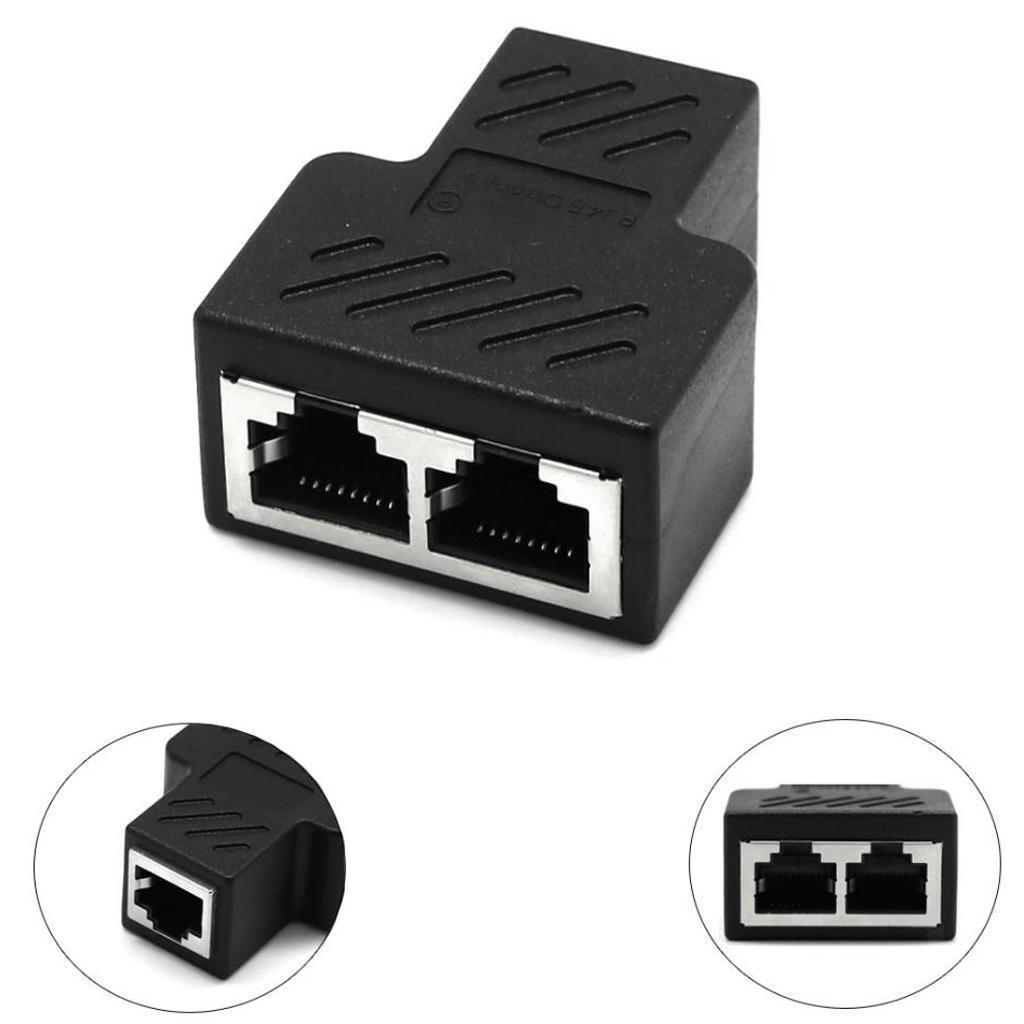 1 Male To 2 Ways  LAN Ethernet Cable Female Splitter Connector Adapter