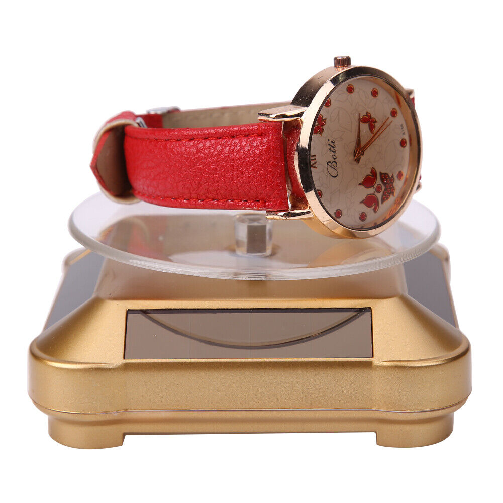 New Solar Showcase 360 Turntable Rotating Jewelry Watch Ring Display Stand