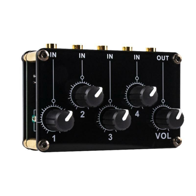 Audio Mixer Stereo 4-in-1-out AUX Passive Mixer 3.5mm Line Levels Control