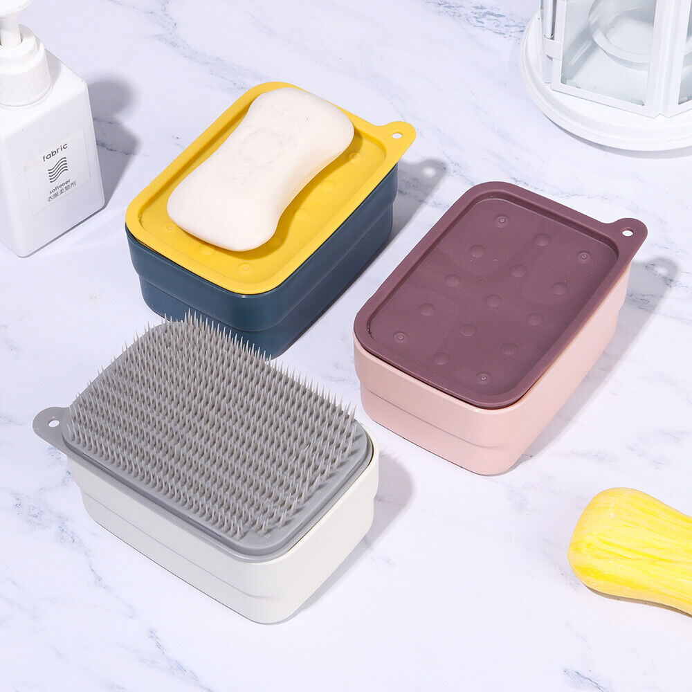 Sponge with Cleaning Brush Travels Soap Case Soap Dish Soapbox Storage Box